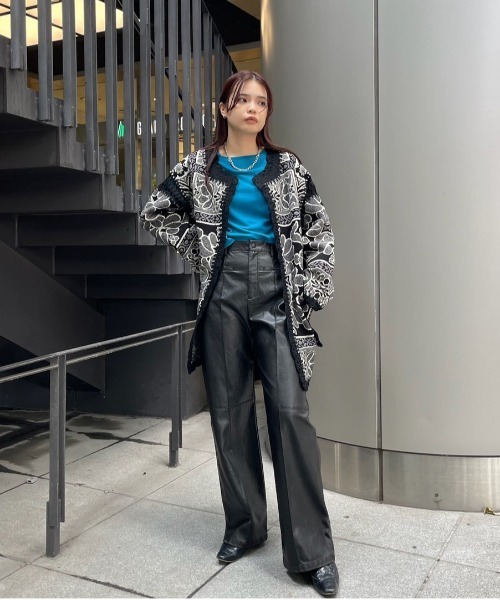 セール】RUG PATTERN KNIT JACKET（ノーカラージャケット）｜Ameri