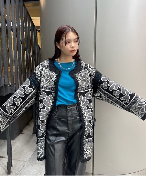 セール】RUG PATTERN KNIT JACKET（ノーカラージャケット）｜Ameri