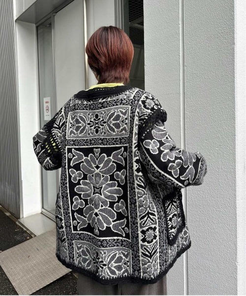 セール】RUG PATTERN KNIT JACKET（ノーカラージャケット）｜Ameri