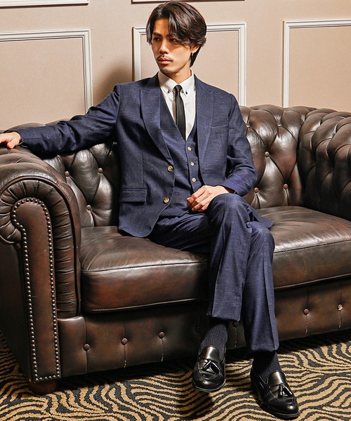 セール】【SOMEDIFF】モザイク柄スリーピースセットアップ/スーツ