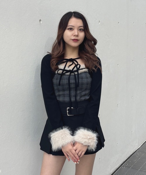 ファー付きボレロ風トップス（Tシャツ/カットソー）｜one way