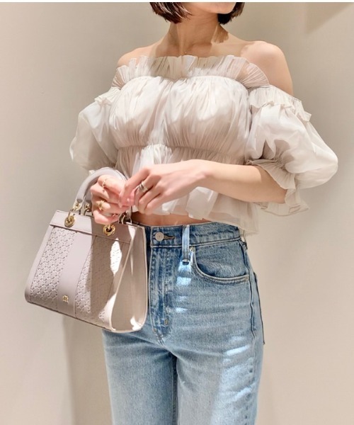 SNIDEL（スナイデル）の「ボリュームギャザーフリルオフショルブラウス