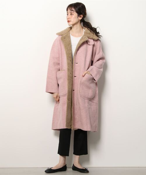 45R（フォーティファイブアール）の「縮絨ニット×ボアのテントコート