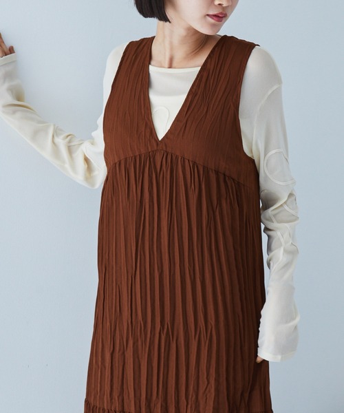 クリンクルリボン2WAYノースリーブワンピース（ワンピース）｜MONO