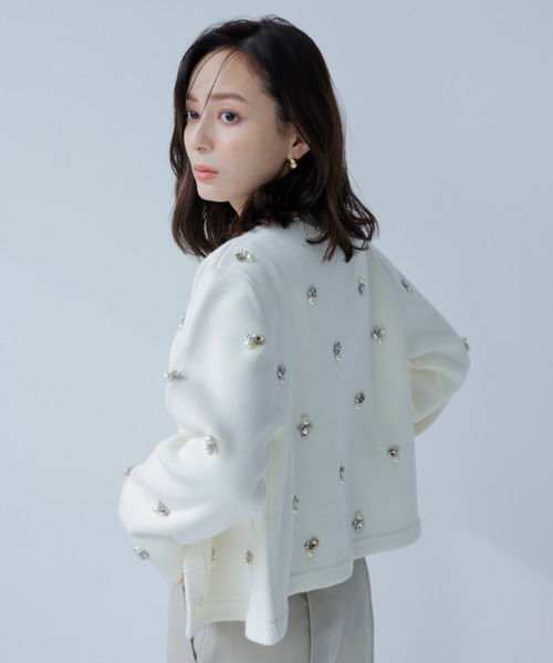 anuans（アニュアンス）の「ビジューニットジャケット（カーディガン