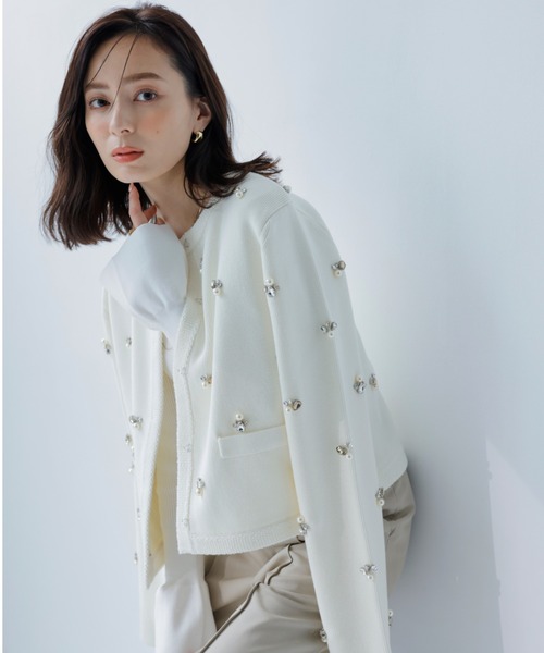 anuans（アニュアンス）の「ビジューニットジャケット（カーディガン