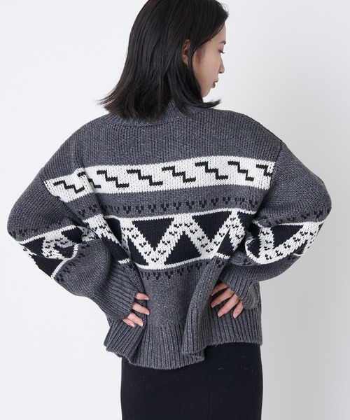 CIAOPANIC（チャオパニック）の「カウチン柄ニットプルオーバー