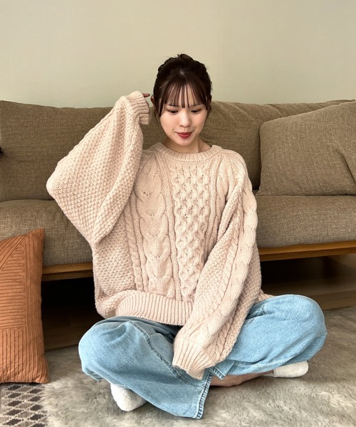 Olu.（オルドット）の「オーバーサイズランダムケーブルニット（ニット