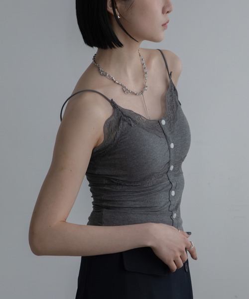 レース切替カップ付きキャミソール（キャミソール）｜VACANCY