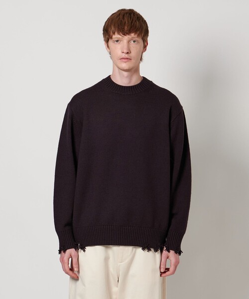 LOEFF＞5ゲージ ダメージ ニット プルオーバー UNISEX（ニット