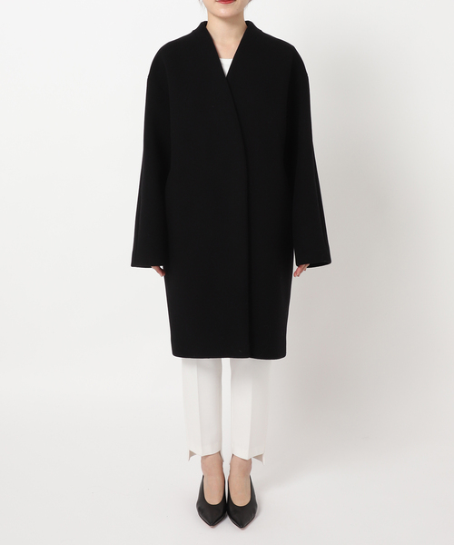 Noble（ノーブル）の「MTRウールカシミヤミニマルVコート（ノーカラー