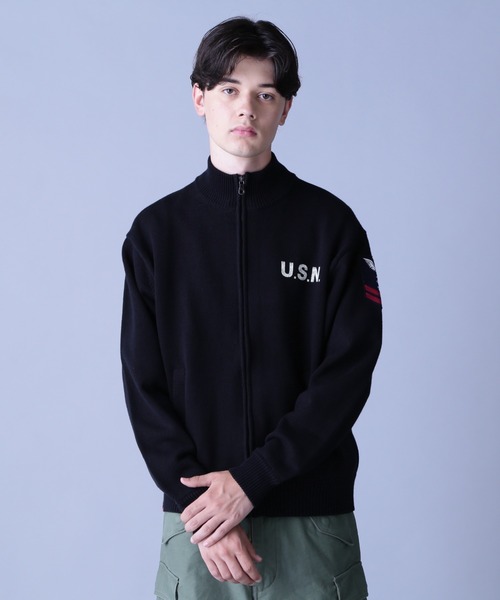 NAVAL STAND COLLAR ZIP KNIT JACKET / ネイバル スタンド カラー
