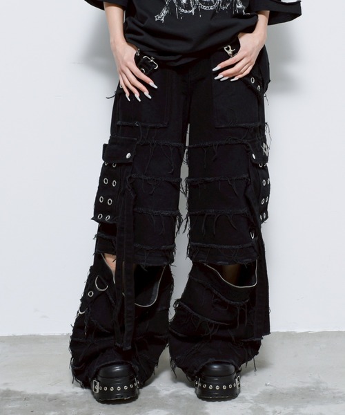 REFLEM/レフレム』2WAY切替ワイドデニムカーゴパンツ（デニムパンツ