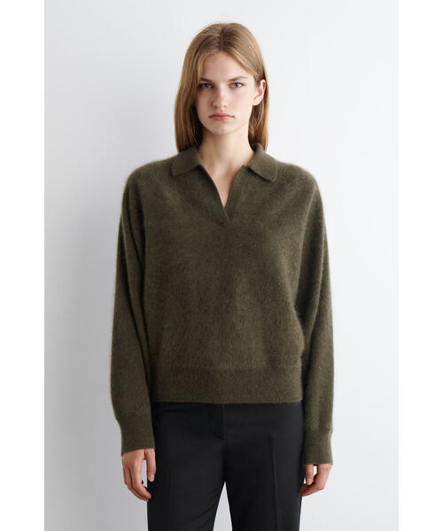 COS カシミアポロセーター ストーン ブラッシュドカシミヤポロセーター