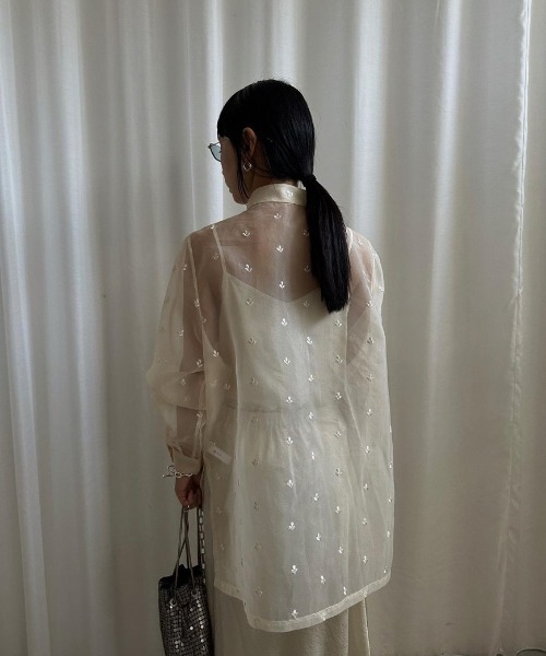 Ameri（アメリ）の「SHEER EMBROIDERED SHIRT（シャツ/ブラウス）」 - WEAR