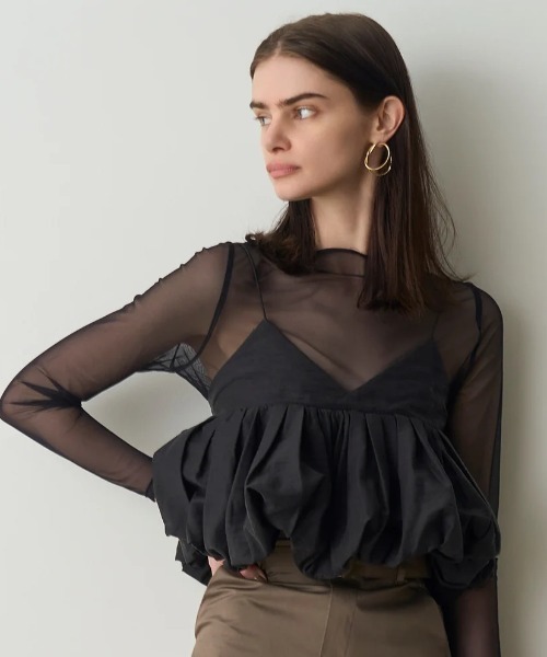 SNIDEL（スナイデル）の「ペプラムキャミ×チュールトップス（シャツ