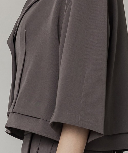 ジャケット テーラードジャケット ハーフスリーブフリンジジャケット