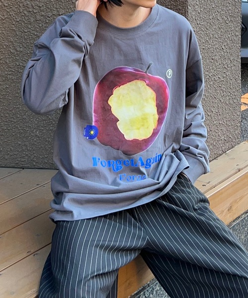 セール】リンゴプリント長袖シャツ（Tシャツ/カットソー）｜B.R.U