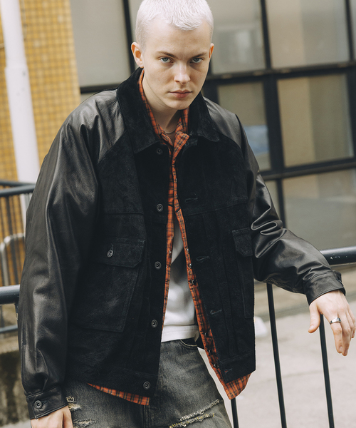 セール】A LEATHER × JOURNAL STANDARD COMBI TRUCKER JACKET