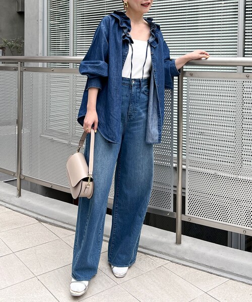 セール】【RM denim】フリルギャザーデニムブラウス（シャツ/ブラウス