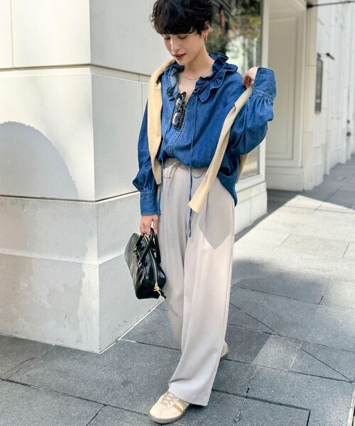 セール】【RM denim】フリルギャザーデニムブラウス（シャツ/ブラウス