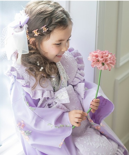 セール】七五三 フラワーレース着物ワンピ＆被布セット（着物