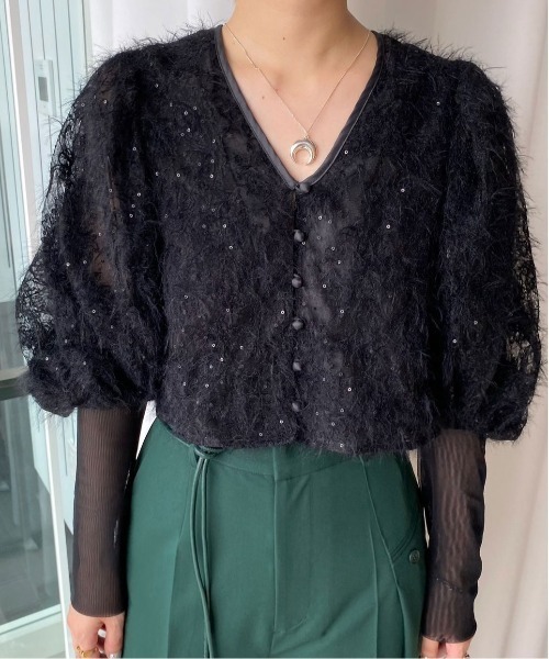 BRUSHED LACE VOLUME SLEEVE BLOUSE（シャツ/ブラウス）｜Ameri