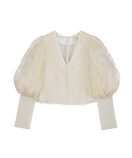 Ameri（アメリ）の「BRUSHED LACE VOLUME SLEEVE BLOUSE（シャツ