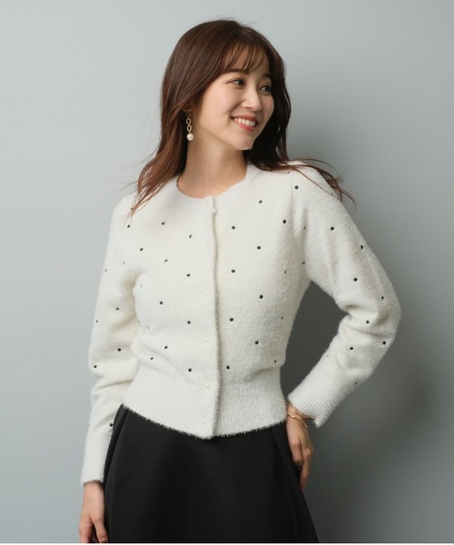 JUSGLITTY（ジャスグリッティー）の「ドット刺繍カーデプルオーバー
