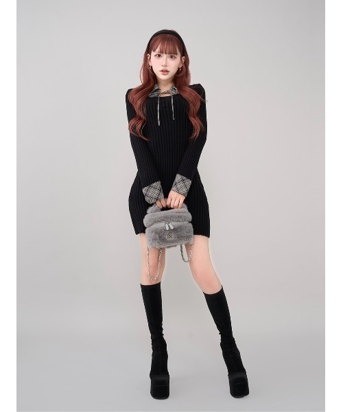 レイヤードライクニットミニワンピース（ワンピース）｜Darich