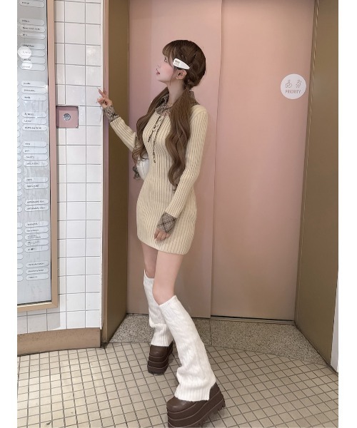 レイヤードライクニットミニワンピース（ワンピース）｜Darich