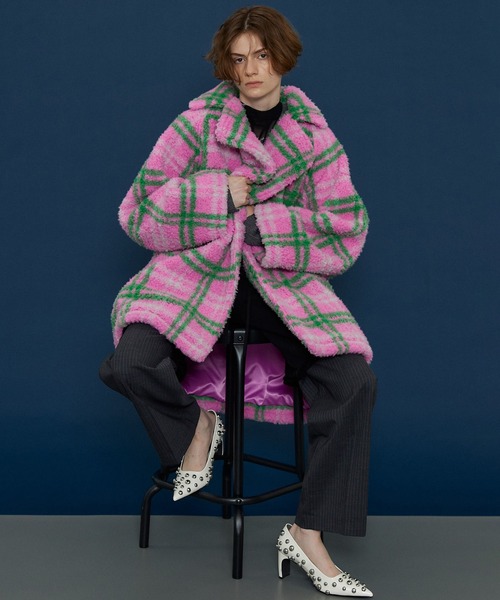 MAISON SPECIAL（メゾンスペシャル）の「Check Boa Over Coat/チェック
