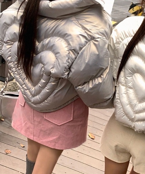 韓国ファッション 韓国ストリートY2Kハートデザインクロップド丈中綿