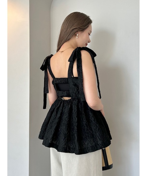 FRAY I.D（フレイアイディー）の「ショルダーリボンペプラムブラウス