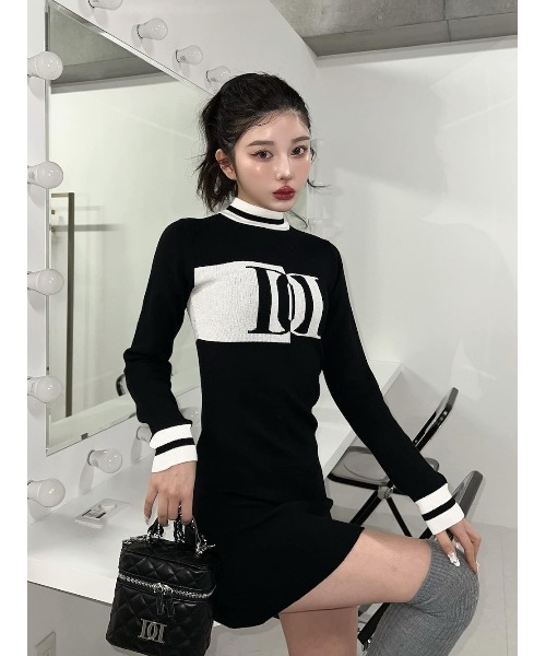 セール】ジャガードロゴニットミニワンピース（ワンピース）｜Darich