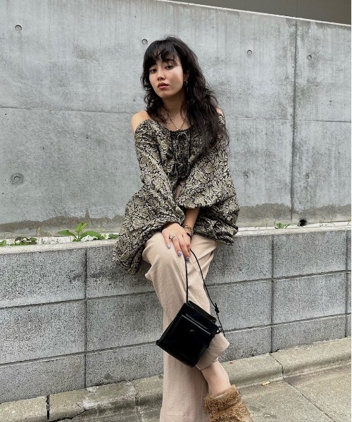 トップス Ameri INDIA PRINT TURN OVER BLOUSE セール】INDIA PRINT