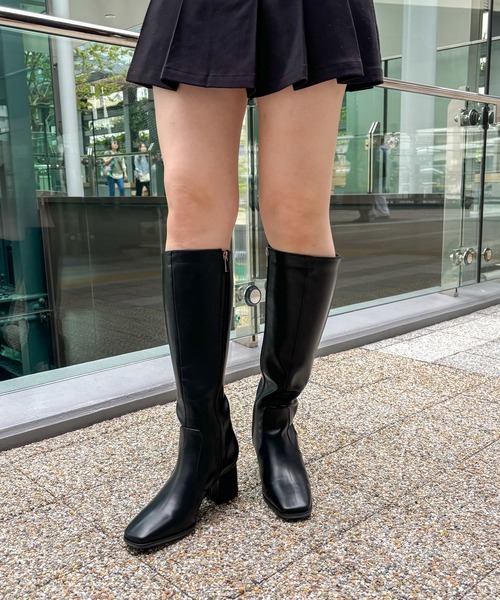 EVOL】スクエア6.5cmヒールロングブーツ IV5200（ブーツ）｜EVOL