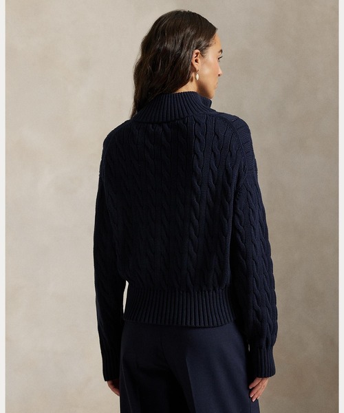 ケーブルニット コットン クォータージップ セーター（ニット/セーター