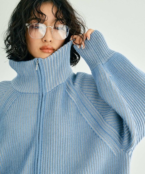 LEPSIM（レプシィム）の「7ゲージ配色リブZIPカーディガン 133274