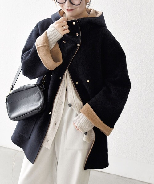 セール】SHIPS any: リバー フーデッド Aライン ミドル コート（その他