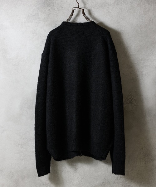 MOHAIR SOLID JACQUARD KNIT ZIP-UP CARDIGAN / モヘヤ ソリッド