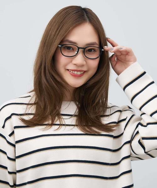 ウェリントン型 メガネ｜レザー調 ラバーテンプル ズレ落ち防止 眼鏡