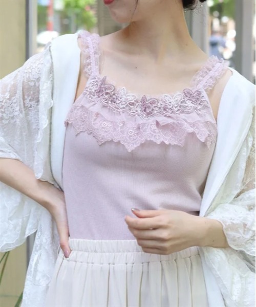 axes femme（アクシーズファム）の「ストライプビッグリボンキャミ