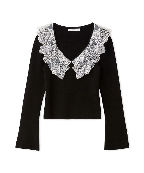 SNIDEL（スナイデル）の「エンブロイダリーカラーニットプルオーバー