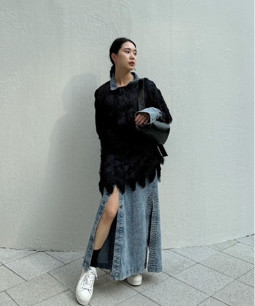 Ameri（アメリ）の「FULL FRINGE OVER TOP（Tシャツ/カットソー）」 - WEAR