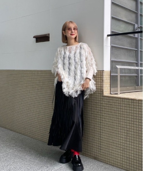 Ameri（アメリ）の「FULL FRINGE OVER TOP（Tシャツ/カットソー）」 - WEAR