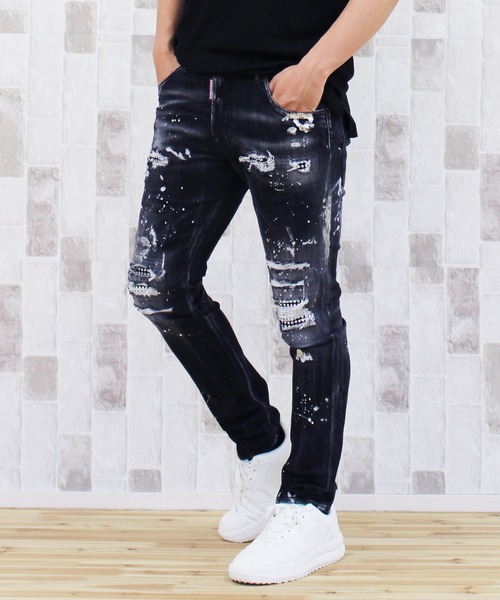 DSQUARED2（ディースクエアード）の「ラインストーン ペイントダメージ