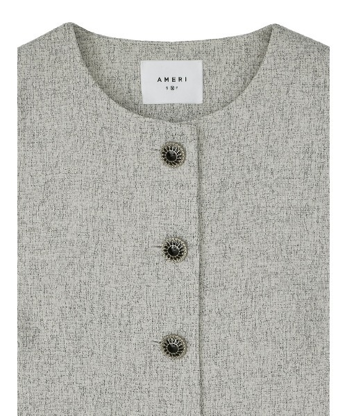 Ameri（アメリ）の「DEFORMATION SUMMER TWEED JACKET（ノーカラー