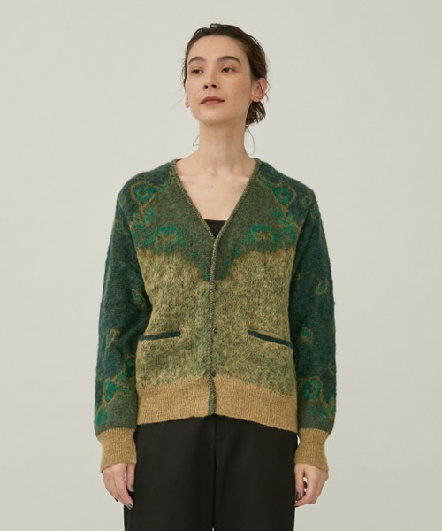 TOGA PULLA(トーガプルラ)】モヘアジャガードニットカーディガン