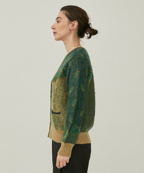TOGA PULLA(トーガプルラ)】モヘアジャガードニットカーディガン